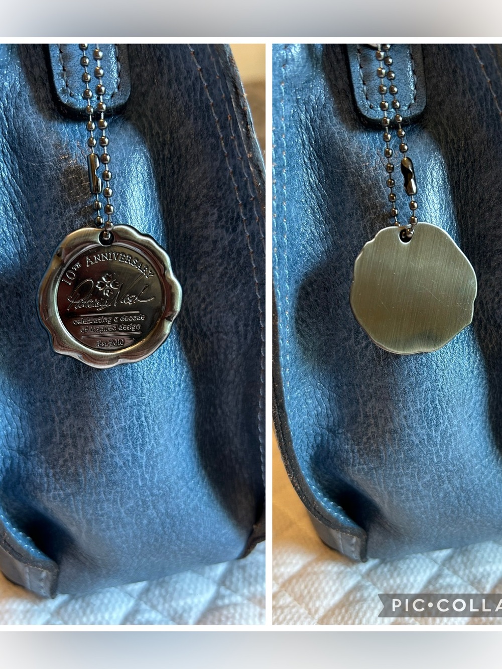 NWOT Patricia Nash Tooled Leather 10th Anniversary in Safflower Blue & Silver - Picture 5 of 13